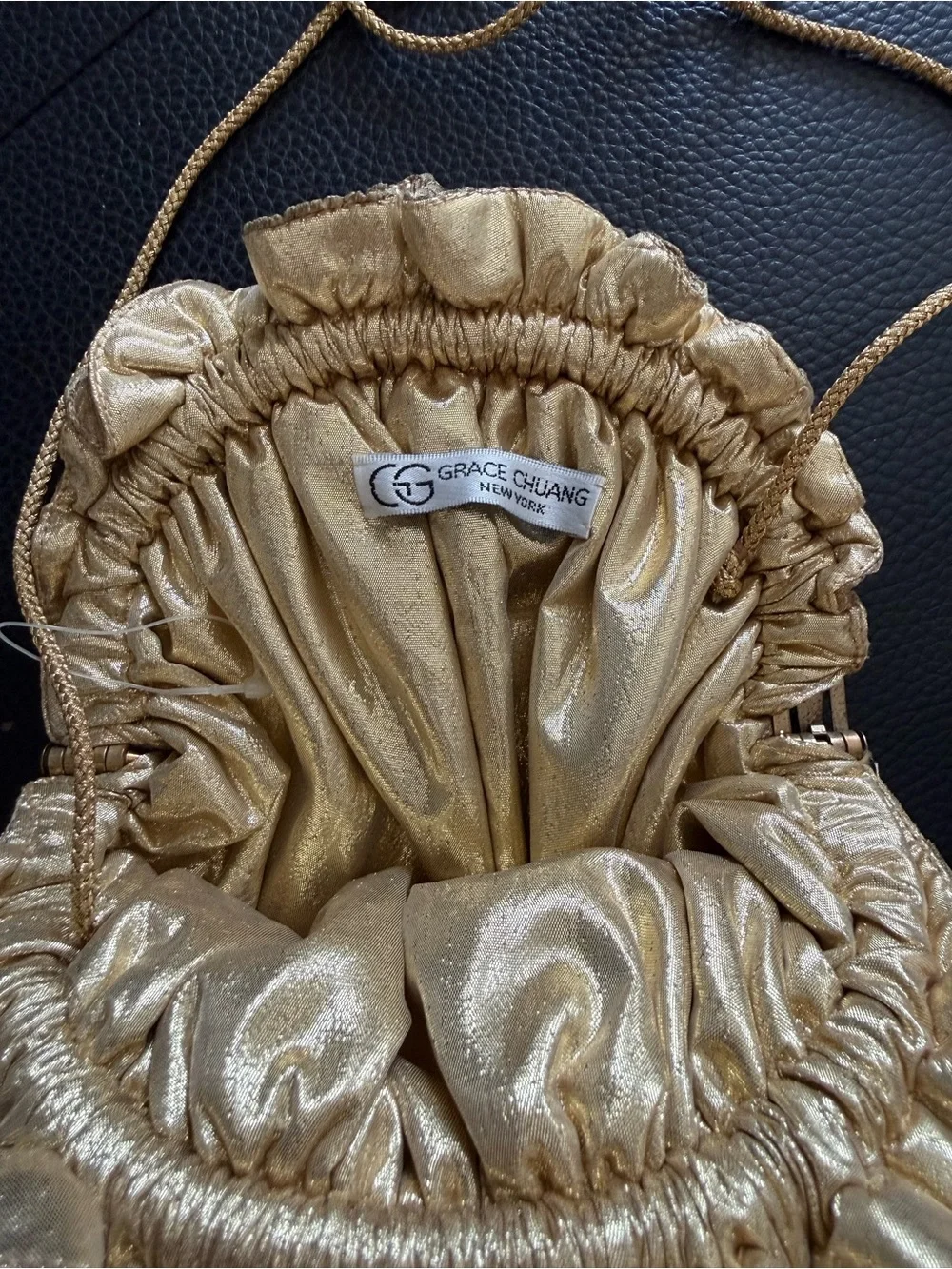 Vintage Grace Chuang Gold Metallic Ruffle Evening Bag NWOT